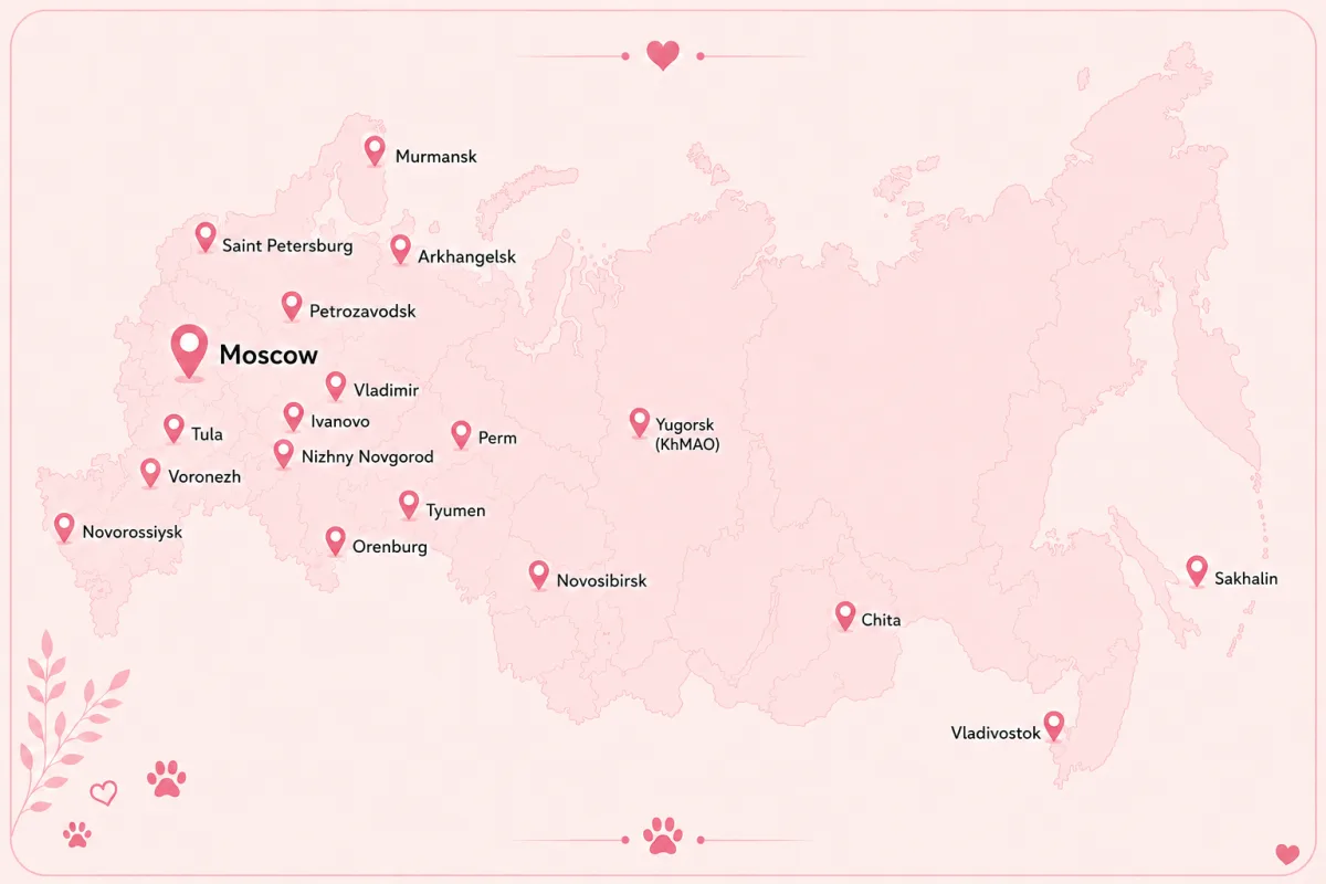 Map of Russian cities where Vivalavita*RU graduates live